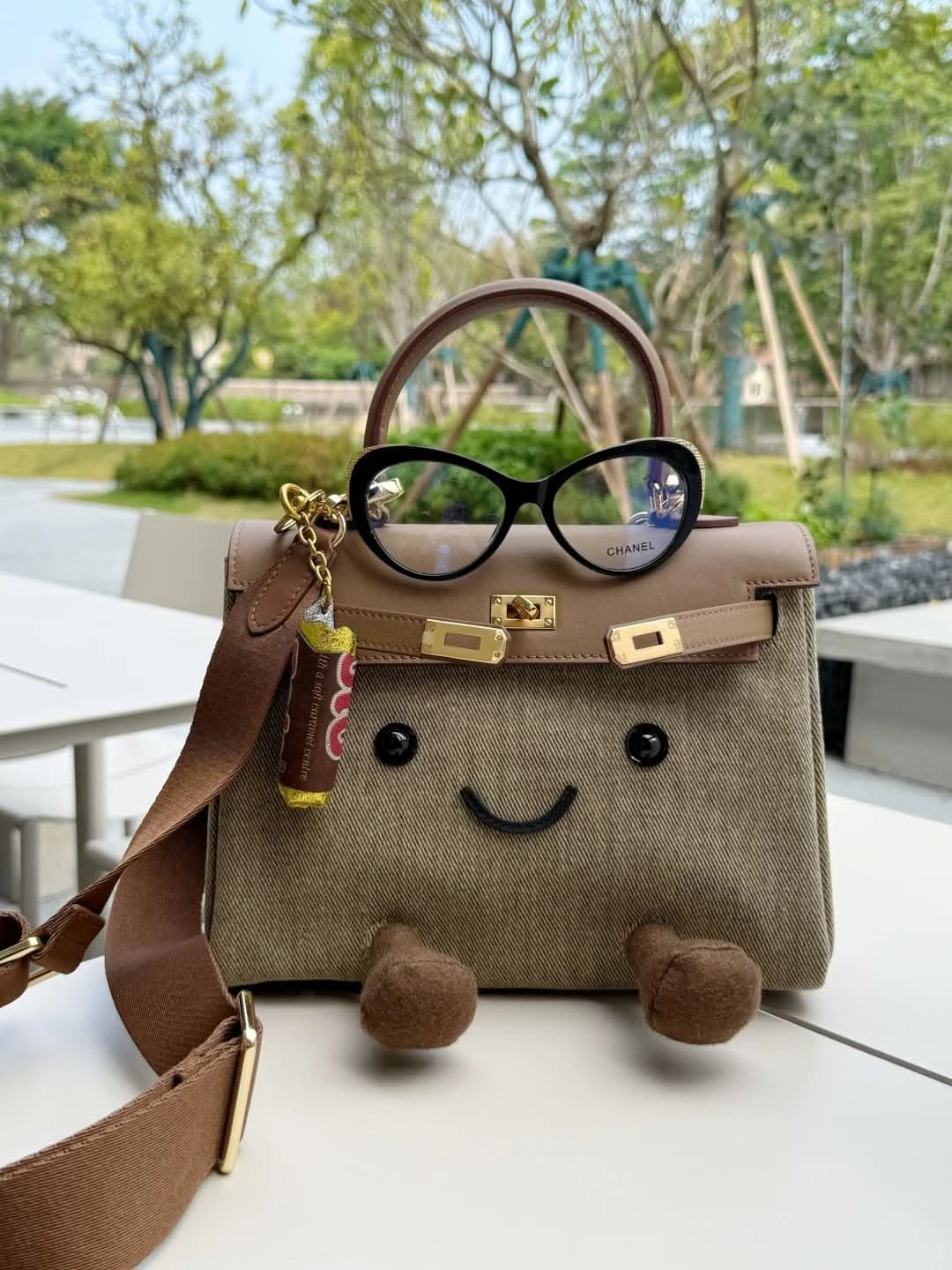 Jellyaora Classic Khaki Denim BK Jelly Bag 9.8-inch