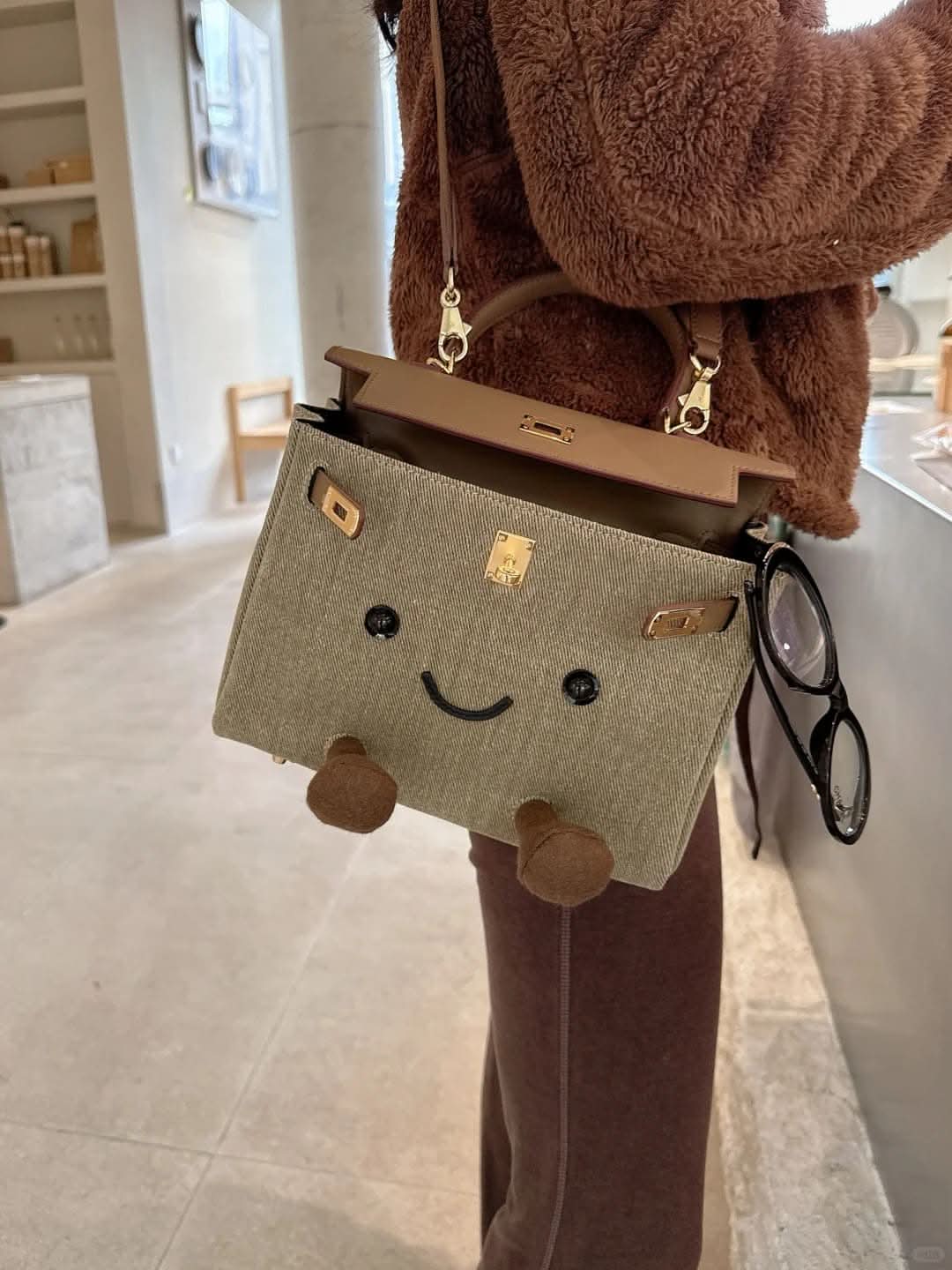 Jellyaora Classic Khaki Denim BK Jelly Bag 9.8-inch