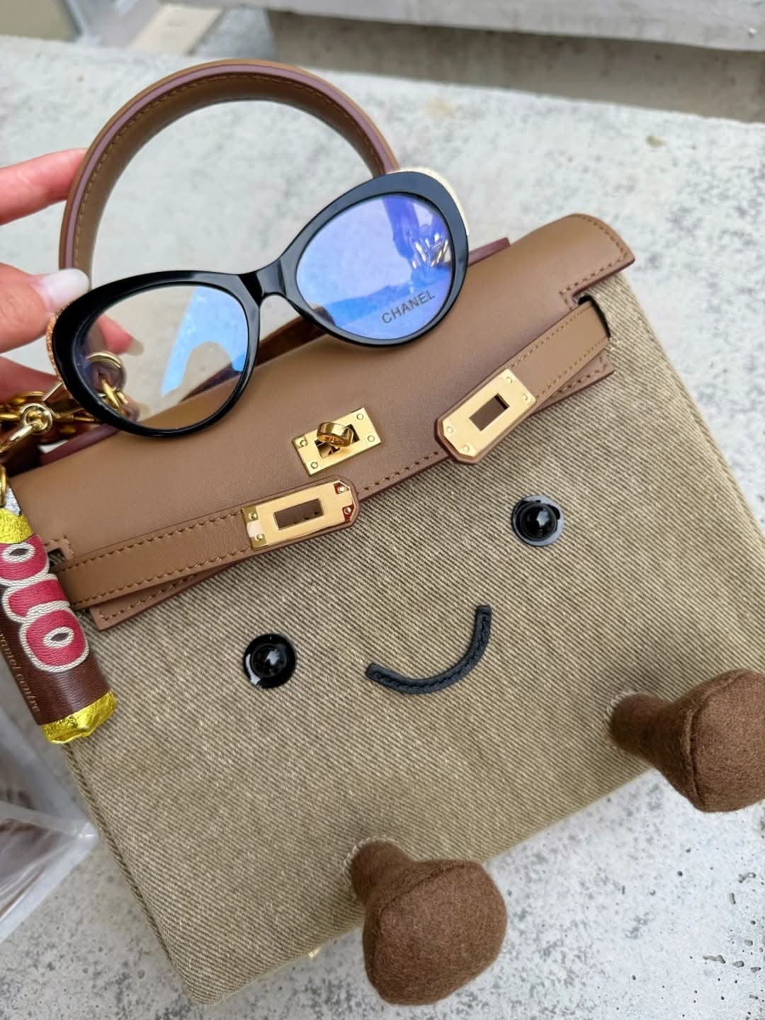 Jellyaora Classic Khaki Denim BK Jelly Bag 9.8-inch