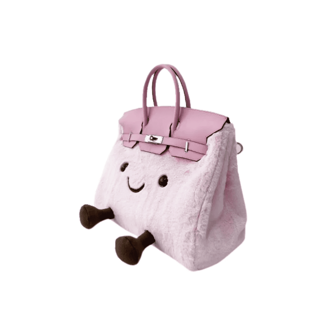 Classic Tote Pink Fleece BK Bag-Medium side description
