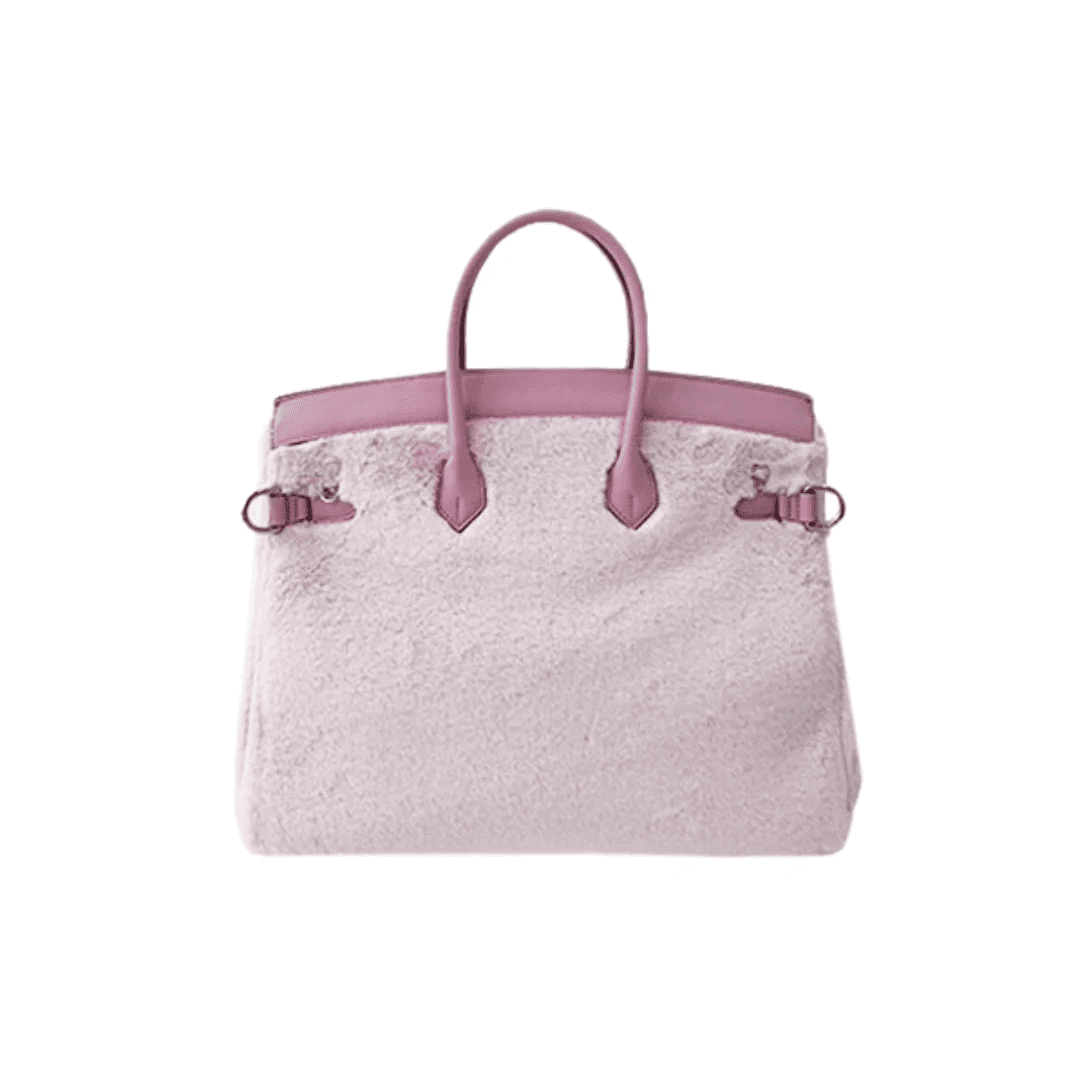Classic Tote Pink Fleece BK Bag-Medium rear view