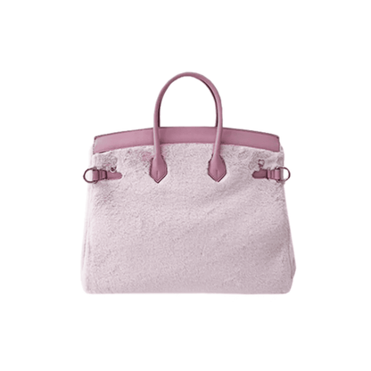 Classic Tote Pink Fleece BK Bag-Medium rear view