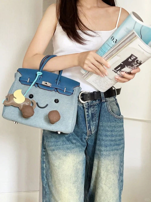 Classic Denim Fleece BK Bag – Viral TikTok Birkin-Inspired Tote 2026