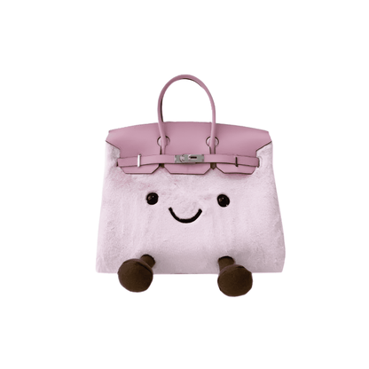 Classic Tote Pink Fleece BK Bag-Medium front view